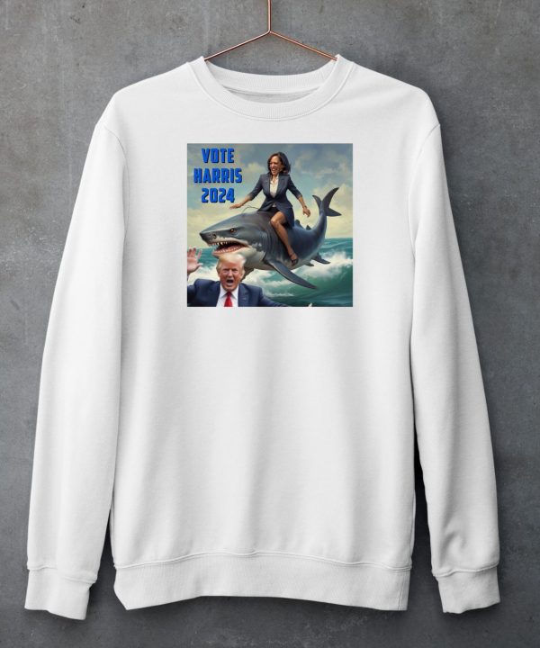 Vote Harris 2024 Donald Trump And Kalama Harris Riding A Shark Shirt5