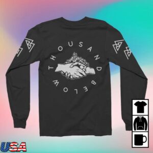 kenny rise records merch store thousand below rose hand shake black long sleeve ss