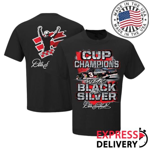 kenny Nascar Merch Store Mens Dale Earnhardt Checkered Flag Sports Black Champions Wear T Shirt