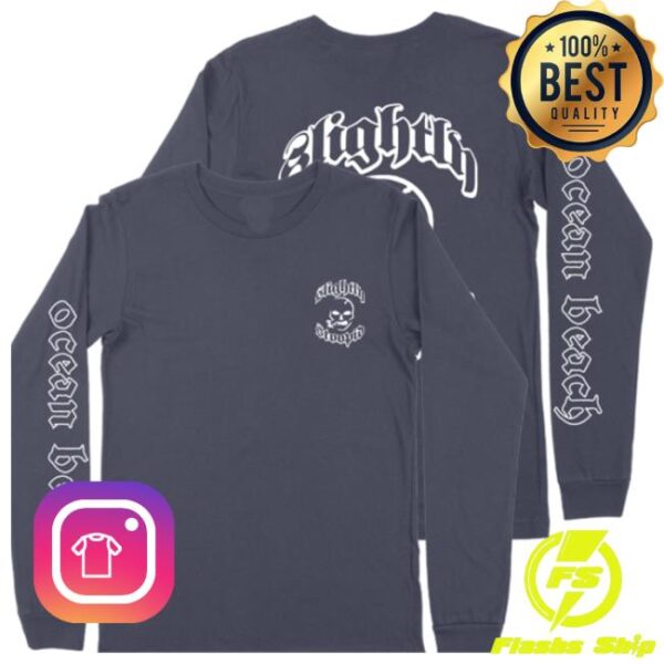 kenny Slightly Stoopid Merch Store Smoking Skull Long Sleeve Navy ssd