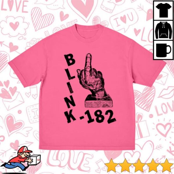 kenny blink 182 merch store pink middle finger t shirt