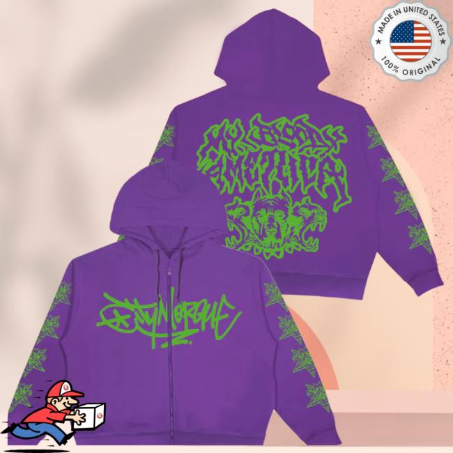 City Morgue Official Merch Shop Graffiti Washed Zip Hoodie  Purple  - Graphic Design Prints