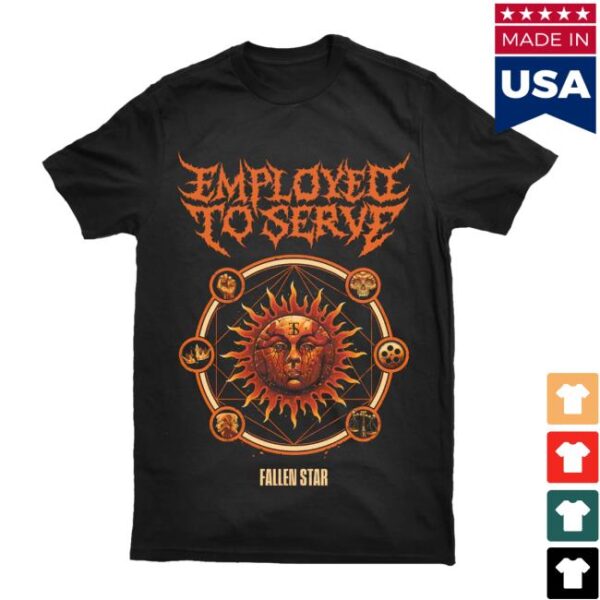 kenny employed to serve merch store fallen star album shirt