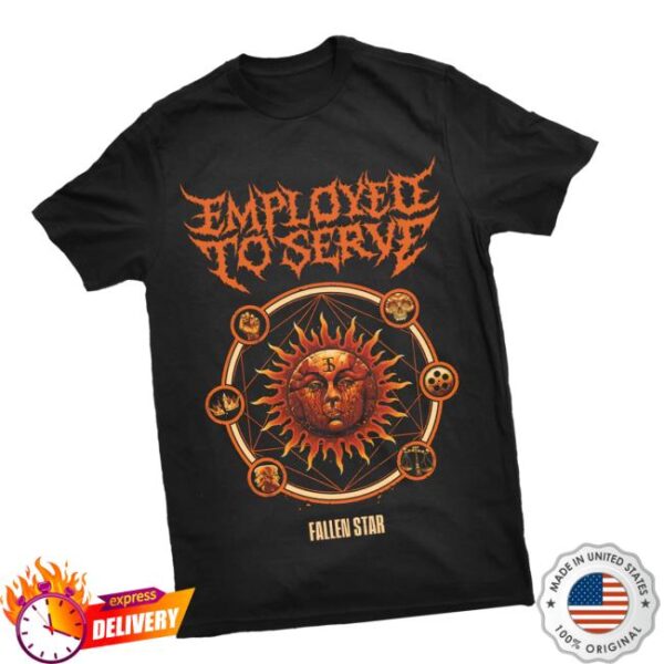 kenny employed to serve merch store fallen star album shirt w