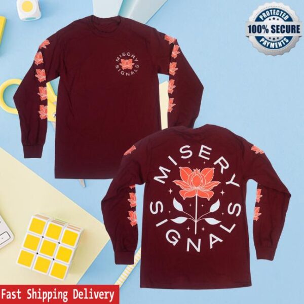 kenny misery signals merch store flower maroon long sleeve