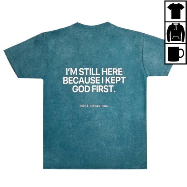 kenny redletterclo merch store blue acid wash keep god first tee