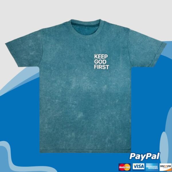 kenny redletterclo merch store blue acid wash keep god first tee s