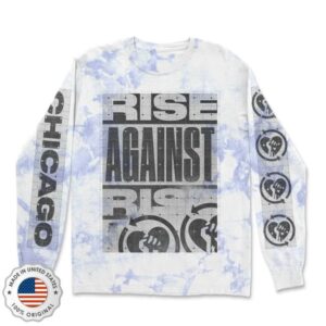 kenny rise against merch store grid logo long sleeve white blizzard dye