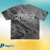 kenny Tsunami Sea Merch Death Metal Logo Silver Glitter Print Grey Marble Tie Dye Shirt