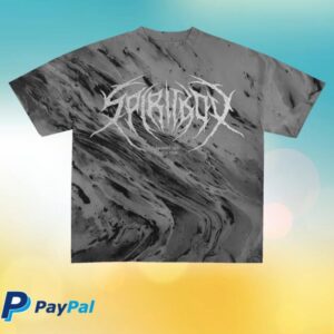 kenny Tsunami Sea Merch Death Metal Logo Silver Glitter Print Grey Marble Tie Dye Shirt