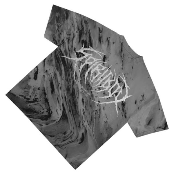 kenny Tsunami Sea Merch Death Metal Logo Silver Glitter Print Grey Marble Tie Dye Shirt0