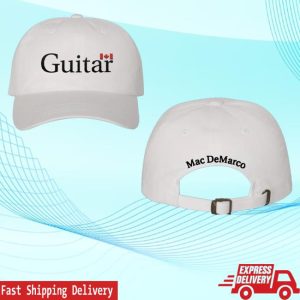 kenny Official Hello Merch Mac Demarco Guitar White Dad Hat kenny Official Hello Merch Mac Demarco Guitar White Dad Hat
