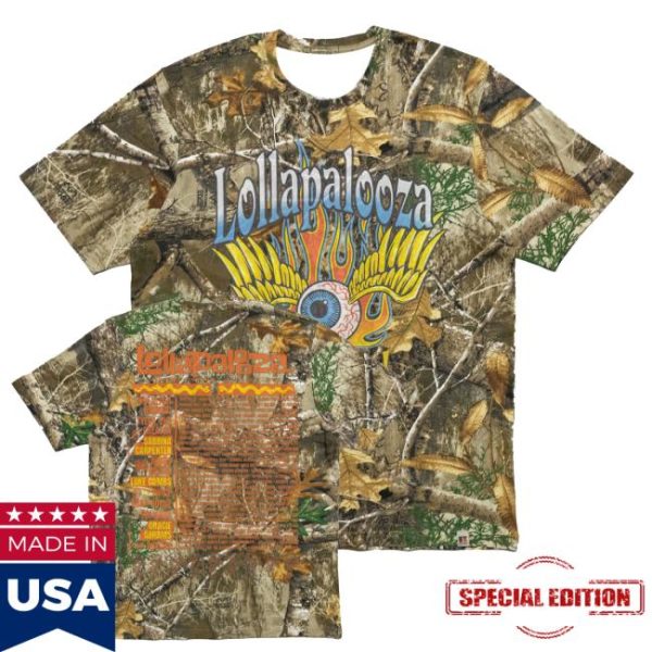 kenny Official Lollapalooza Merch Shop Store Flaming Eye Camo Lineup Shirt