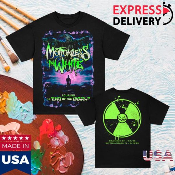 kenny Official Motionless In Merch Shop Store White Touring The End Of The World Sonic Temple Rockville Shirt
