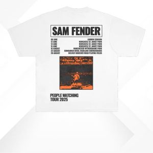 kenny Official Sam Fender Merch Store People Watching Tour 2025 White Stadium Shirts kenny Official Sam Fender Merch Store People Watching Tour 2025 White Stadium Shirts