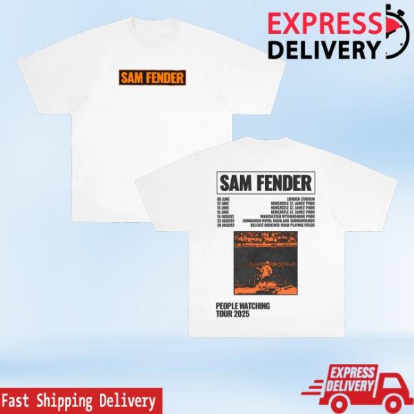 kenny Official Sam Fender Merch Store People Watching Tour 2025 White Stadium Shirtss