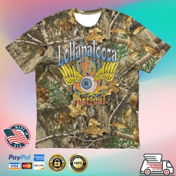 kenny trc Official Lollapalooza Merch Shop Store Flaming Eye Camo Lineup Shirt