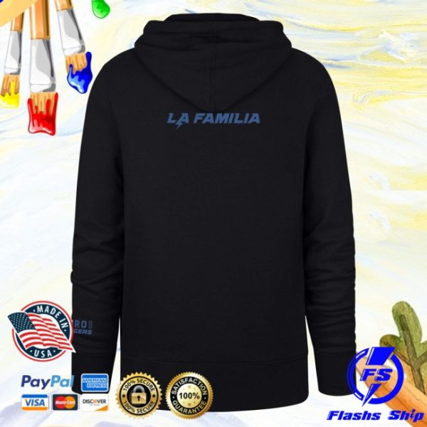 kenny Chargers Merch Mens 47 Black Los Angeles Chargers La Familia Headline Pullover Hoodie