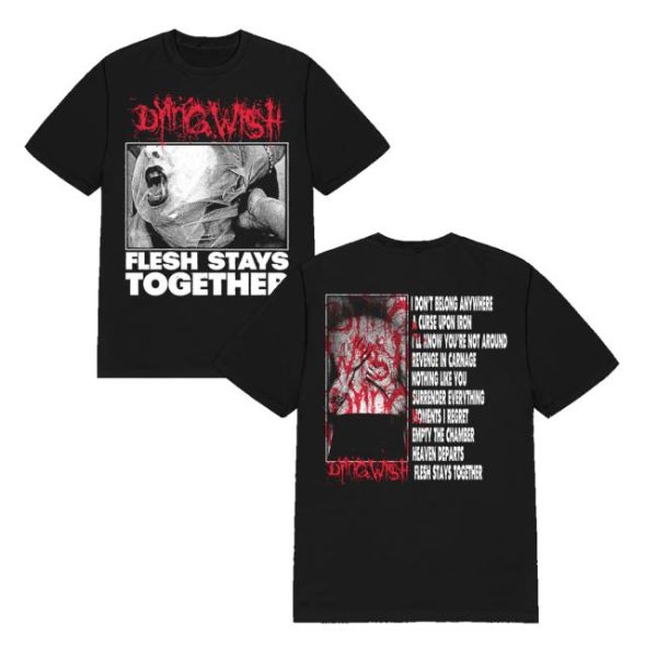 kenny Dying Wish Merch Flesh Stays Together Black Tee