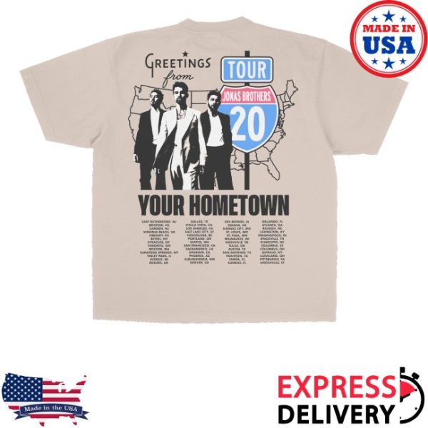 kenny Jonas Brothers Merch Store Greetings From Your Hometown Route 20 Tour Shirt