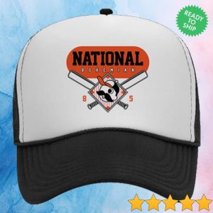 kenny Official National Bohemian World Famous Black White Trucker Hat