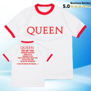 kenny Official Queen Online Merch Shop Store Queen At Live Aid Red And White Shirt