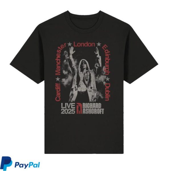 kenny Richard Ashcroft Shop Ra Live 2025 Cities Black Tour T Shirt