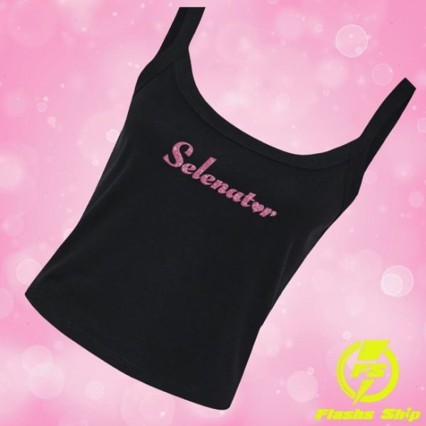 kenny Selena Gomez Merch Store Selenator Script Pink Glitter Tanks