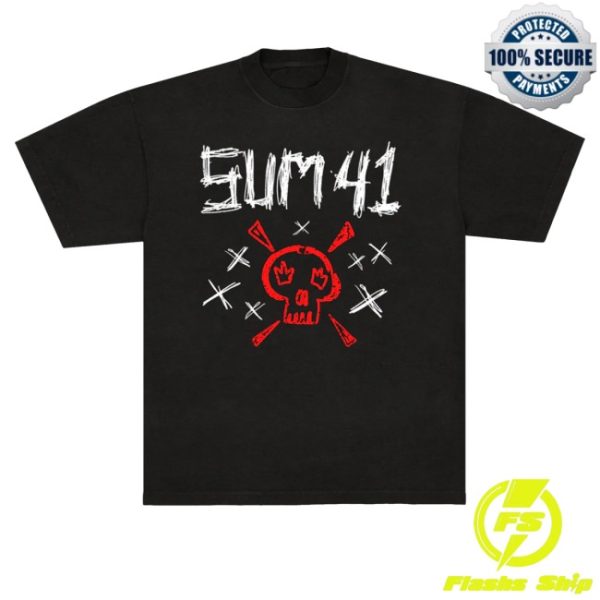 kenny Sum 41 Store Merch Sketch Logo Skull Tee Black