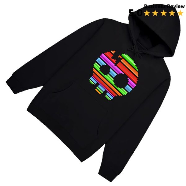 kenny The Living Tombstone Merch The Living Tombstone 8 Bit Rainbow Skull Black Hoodie0