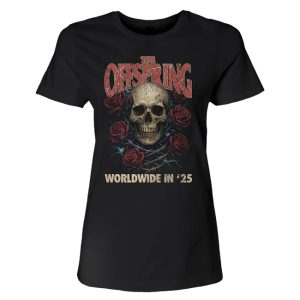 kenny The Offspring Merch Rose Skull 2025 Ladies Tour Tee1