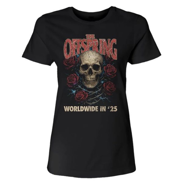 kenny The Offspring Merch Rose Skull 2025 Ladies Tour Tee1