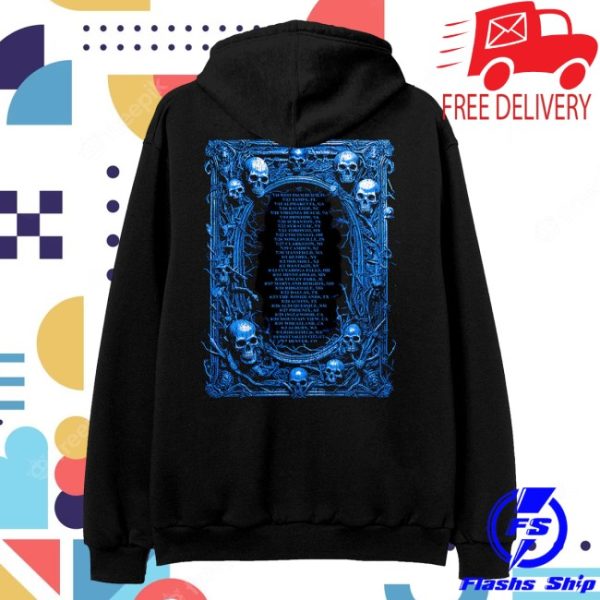kenny The Offspring Merch Sitting Skeleton 2025 Tour Hoodie