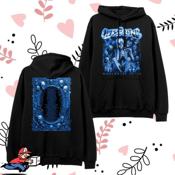 kenny The Offspring Merch Sitting Skeleton 2025 Tour Hoodie0