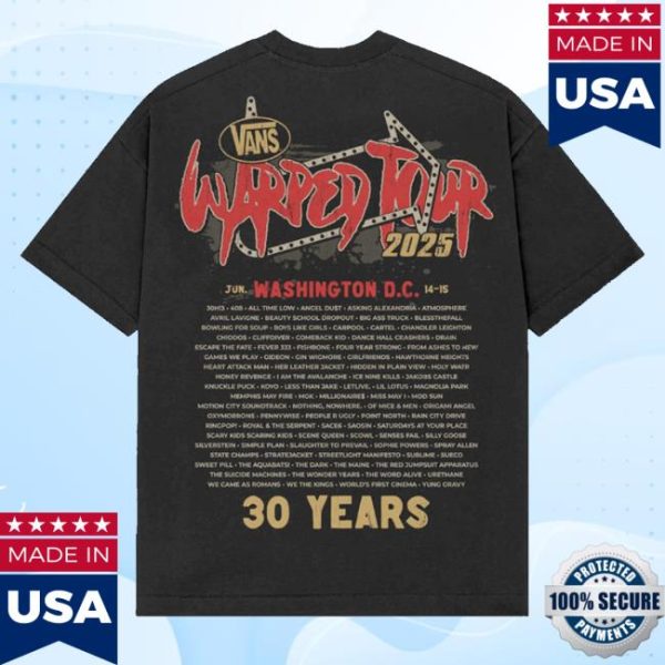 kenny sau Official Vans Warped Tour Washington DC Official Lineup Shirt