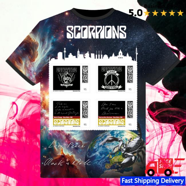 Official Scorpions Merch Shop Store Stamp-Set Briefmarken-Set Scorpions Universe Shirt - Graphic Design Prints