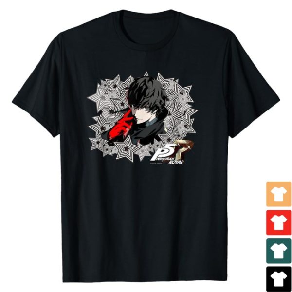 kenny Atlus Merch Persona 5 Royal Protagonist With Star Pattern Background Shirt