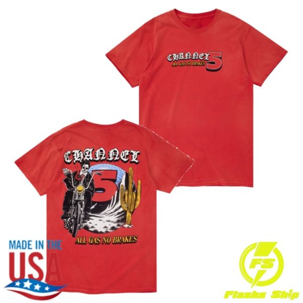kenny Channel 5 Merch All Gas Red Sun Faded Tee0