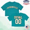 kenny Dicks Sporting Goods Merch Where Im From Womens Jacksonville Teal 2 Hit Cropped Short Sleeve Shirt