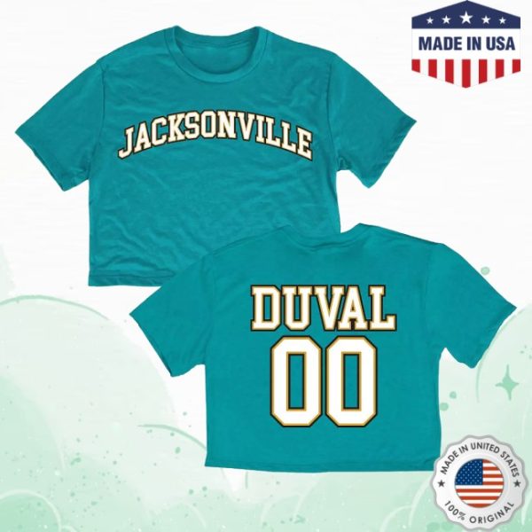kenny Dicks Sporting Goods Merch Where Im From Womens Jacksonville Teal 2 Hit Cropped Short Sleeve Shirt