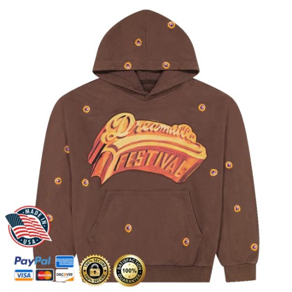 kenny Dreamville Festival Merch Dv Sunflowers Brown Hoodie1