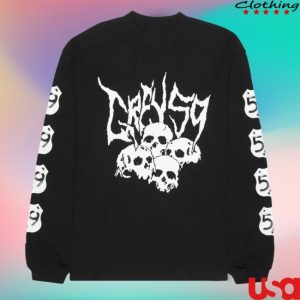 kenny G59 Merch Store Black Skull Long Sleeve Tee