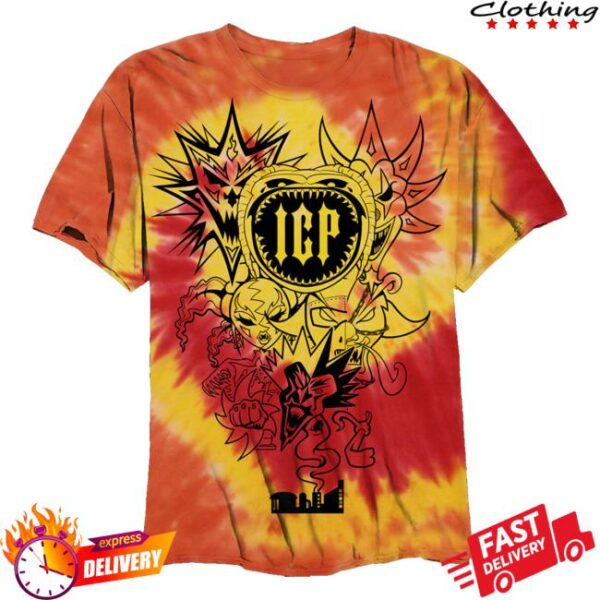 kenny Insane Clown Posse Merch Shop Store 2Nd 6 Jokers Orange Twist Dye Shirt