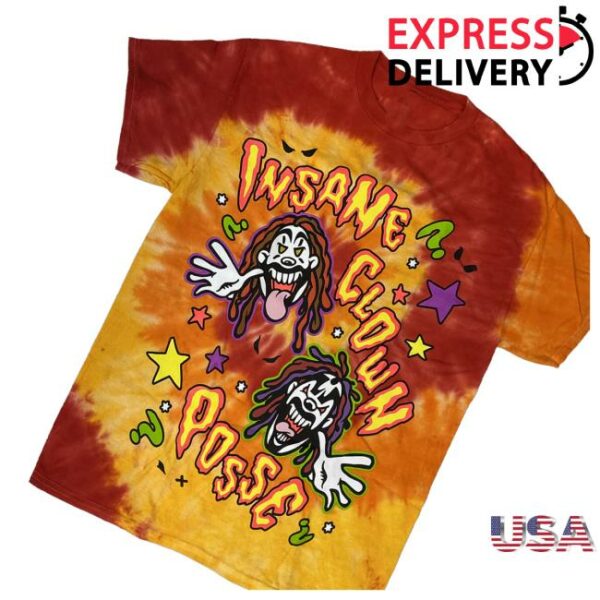 kenny Insane Clown Posse Merch Shop Store Cartoon Clowns In Tie Dye Red And Orange Shirte