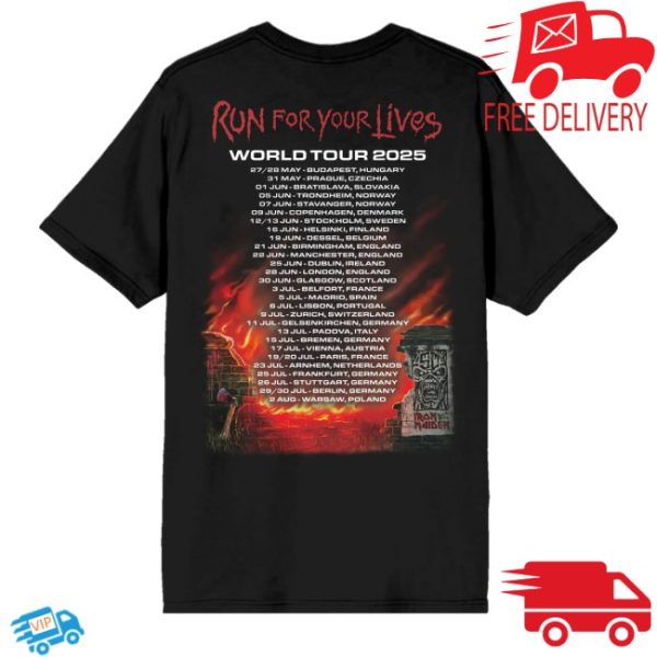 kenny Iron Maiden Merch Store Run For Your Lives 2025 Tour Tee