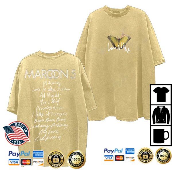 kenny Maroon 5 Merch Love Is Like Tee Yellow1
