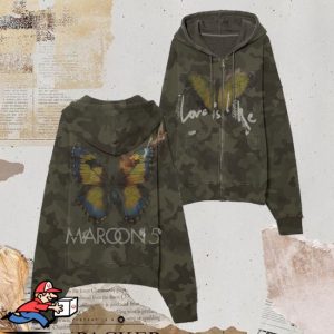 kenny Maroon 5 Merch Love Is Like Zip Hoodie Camo1