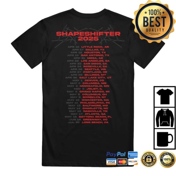 kenny Merch Now Metal Shapeshifter Tour Black Shirts