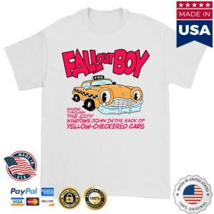 kenny Official Summer Sonic Merch Store Shop Fall Out Boy Racing Through The City Windows Down In The Back Of Yellow Checkered Cars Shirt
