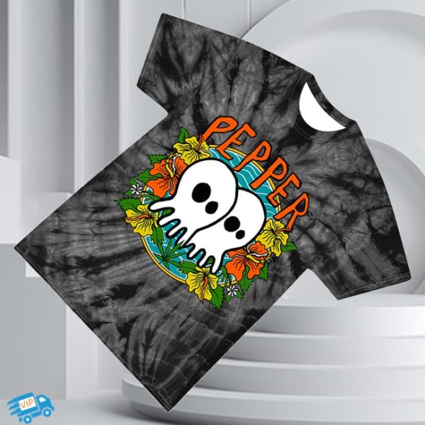 kenny Pepper Merch Skullconut Flowers Black Tie Dye Tee1